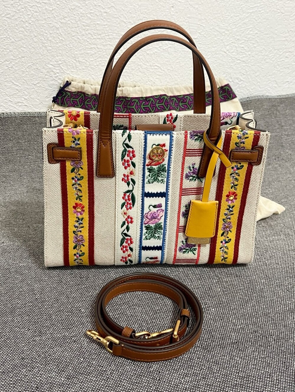 NEW Tory Burch Walker Embroidered Satchel Tote Bag